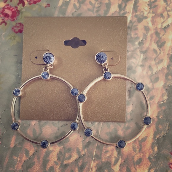 Fred Meyer Jewelry - Bedazzled Silver Fashion Hoop Earrings